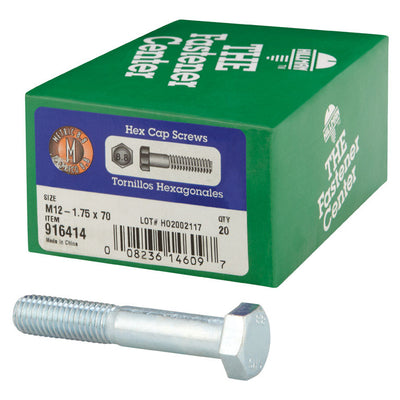 HILLMAN M12-1.75 mm D X 70 mm L Heat Treated Steel Hex Head Cap Screw