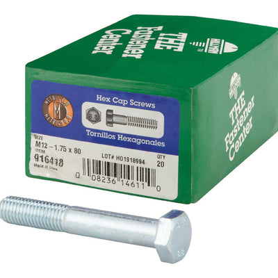 HILLMAN M12-1.75 mm D X 80 mm L Heat Treated Steel Hex Head Cap Screw 20 pk