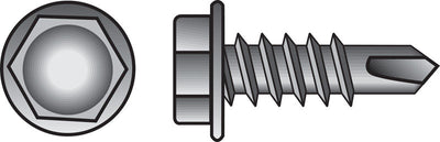 HILLMAN No. 10 Ga. X 2 in. L Hex Hex Washer Head Sheet Metal Screws 100 pk