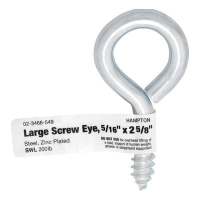 Hampton 11/32 in. D X 2-5/8 in. L Zinc-Plated Steel Screw Eye 200 lb. cap.