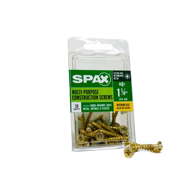 SPAX Multi-Material No. 8 Label X 1-1/4 in. L Unidrive Flat Head Serrated Construction Screws