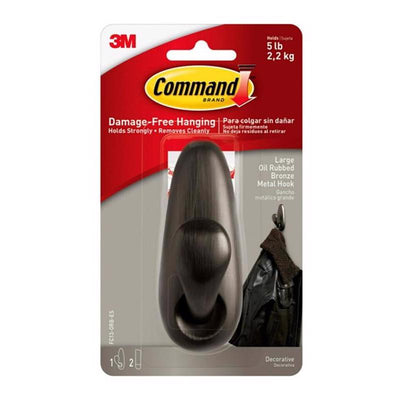 3M Command 4-1/8 in. L Oil Rubbed Bronze Metal Large Forever Classic Coat/Hat Hook 5 lb. cap.