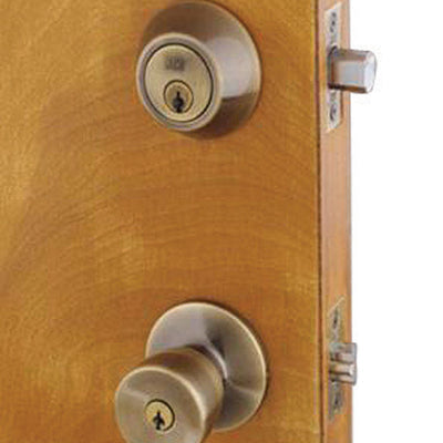 Home Plus Antique Brass Knob and Deadbolt Set 1-3/4 in.