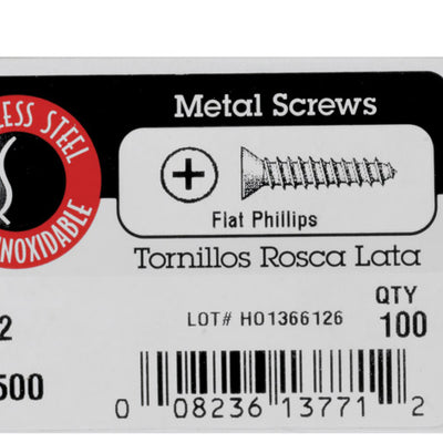 HILLMAN No. 10 Ga. X 2 in. L Phillips Flat Head Sheet Metal Screws 100 pk