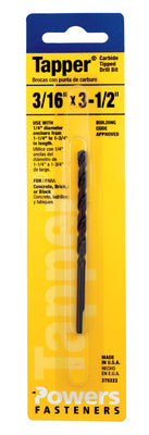 HILLMAN Tapper 3/16 in. X 3-1/2 in. L Carbon Steel Drill Bit Straight Shank