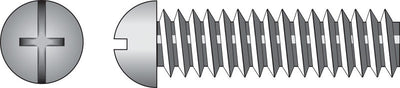 HILLMAN No. 10-24 Ga. X 2 in. L Combination Round Head Zinc-Plated Steel Machine Screws 100 pk