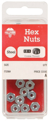 Hillman 8 in. Zinc-Plated Steel SAE Hex Nut 24 pk