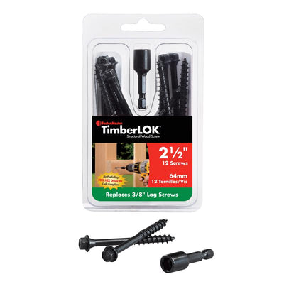 FastenMaster TimberLOK No. 10 X 2.5 in. L Hex Epoxy Coarse Wood Screws 12 pk