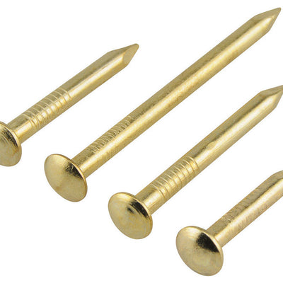 HILLMAN 1 in. Bendless Brass-Plated Steel Nail Oval Head
