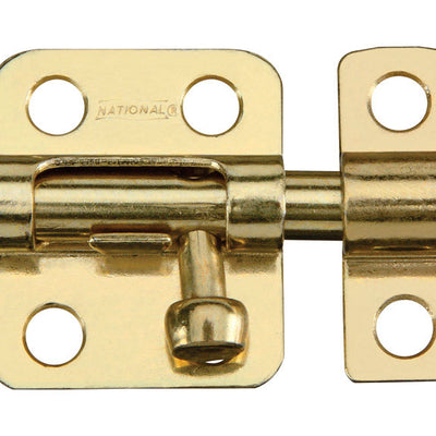 National Hardware Brass-Plated Gold Steel Window Bolt 2 in. L X .75 in. H