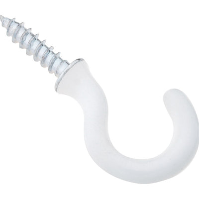 National Hardware Small Vinyl Coated White Steel 3/4 in. L Cup Hook 10 lb 5 pk