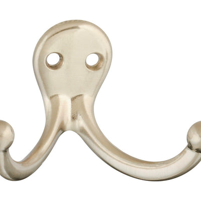 National Hardware 2.93 in. L Satin Nickel Silver Zinc Double Clothes Hook 35 lb. cap.