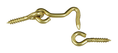 National Hardware Small Gold Solid Brass 1-1/2 in. L Hook and Eye