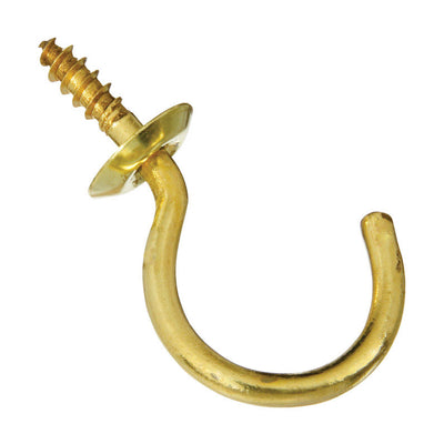 National Hardware Small Gold Solid Brass .1.25 in. L Cup Hook 15 lb