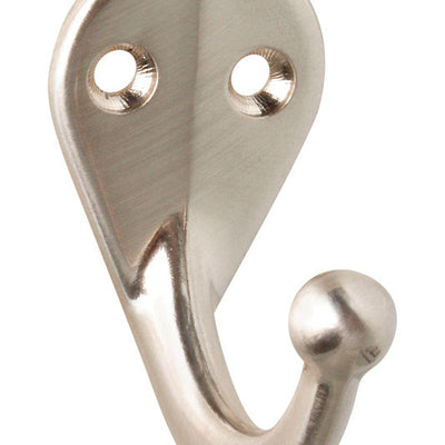 National Hardware 1.47 in. L Satin Nickel Silver Zinc Clothes Hook 35 lb. cap. 2 pk