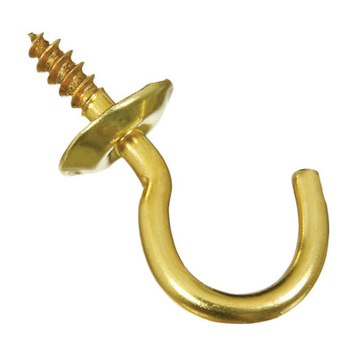 National Hardware Small Gold Solid Brass 5/8 in. L Cup Hook 5 lb 5 pk