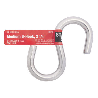 Hampton Medium Steel 2.75 in. L S-Hook 160 lb