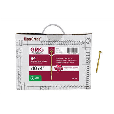 GRK Fasteners R4 No. 10 X 4 in. L Star Coated W-Cut Multi-Purpose Screws 1000 pk