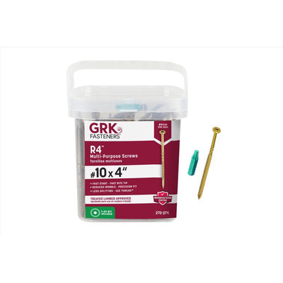 GRK Fasteners R4 No. 10 X 4 in. L Star Coated W-Cut Multi-Purpose Screws 270 pk