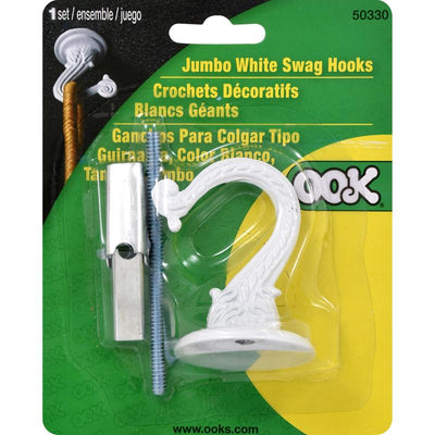 HILLMAN OOK Jumbo Vinyl Coated White Steel 1-1/2 in. L Swag Hook 30 lb