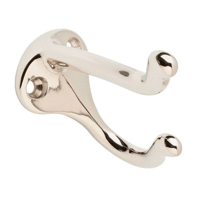 Ives Medium Bright Chrome Solid Brass 1-1/4 in. L Coat/Hat Hook 35 lb