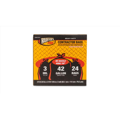 Ruffies 42 gal Contractor Bags Wing Ties 24 pk