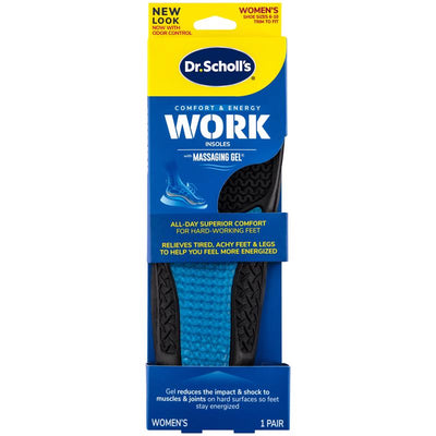 Dr Scholl's Work Massaging Gel Women's Insoles 6-10 Blue 1 pair