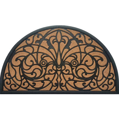 Direct Home Textiles Goup 18 in. W X 30 in. L Black/Brown Half Circle Rubber Door Mat