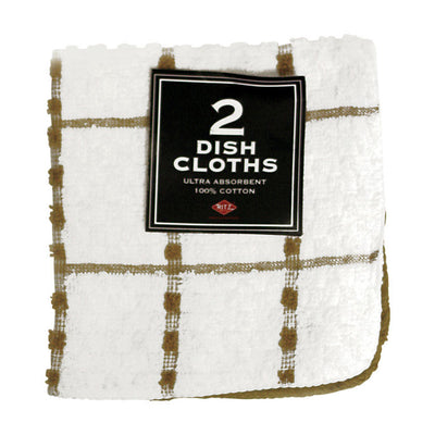 Ritz Biscotti Cotton Check/Solid Dish Cloth 2 pk