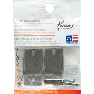 Kenney Chrome Silver Double Curtain Rod Bracket 4.5 in. L