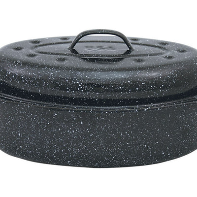 Granite Ware Porcelain Enamel Covered Roaster 7 lb Black