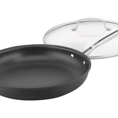 Cuisinart Chef's Classic Aluminum Skillet w/Lid 12 in. Black
