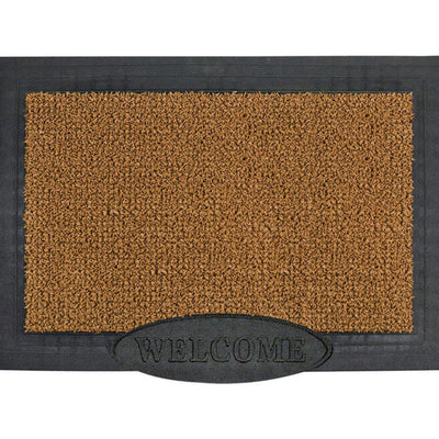 GrassWorx Clean Machine 24 in. W X 36 in. L Black/Brown Welcome Polyethylene Door Mat
