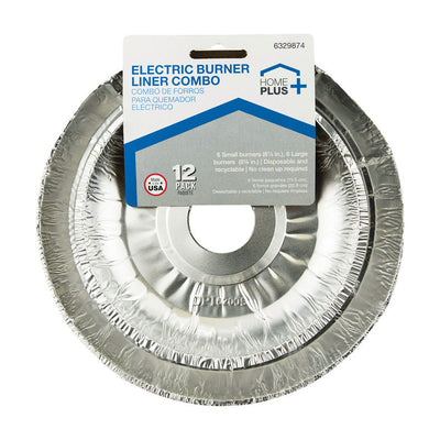 Home Plus Durable Foil Assorted in. W Electric Burner Liner Silver 12 pk