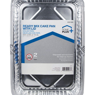 Home Plus Durable Foil 8-1/8 in. W X 12-1/4 in. L Cake Pan Silver 2 pk