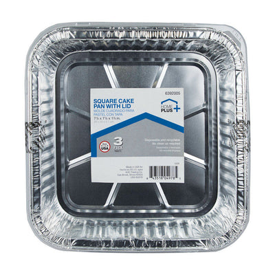 Home Plus Durable Foil 7-7/8 in. W X 7-7/8 in. L Cake Pan Silver 3 pk