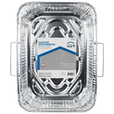 Home Plus Durable Foil 11-7/8 in. W X 16-5/8 in. L Roaster with Handles Silver