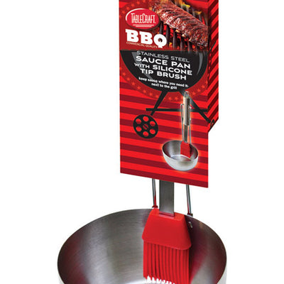 TableCraft BBQ Red/Silver Stainless Steel Brush/Sauce Pan