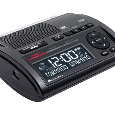 Midland Deluxe Black Alarm Clock With Weather Alert Digital