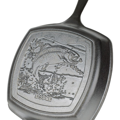 Lodge Wildlife Series-Rainbow Trout Cast Iron Grill Pan 10-1/2 in. Black