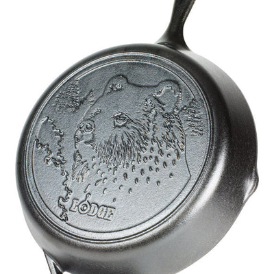 Lodge Wildlife Series-Brown Bear Cast Iron Skillet 12 in. Black