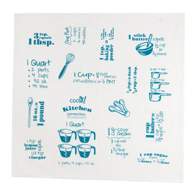 Kay Dee Cooks Kitchen Teal Cotton Conversions & Equivalents Krinkle Flour Sack Towel