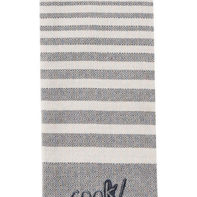 Kay Dee Cooks Kitchen Graphite Cotton Embroidered Tea Towel