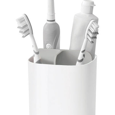 Joseph Joseph 4 Compartment Gray/White Plastic Toothbrush Holder