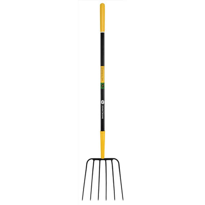John Deere 6 Tine Steel Manure Fork 48 in. Fiberglass Handle