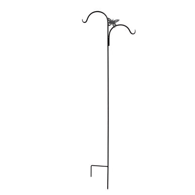 Living Accents Black Steel 84 in. H Double Crook with Butterfly Plant Hook