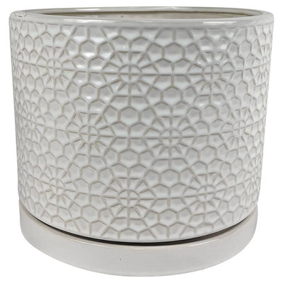 Border Concepts 12 in. D Ceramic Amelia Planter White