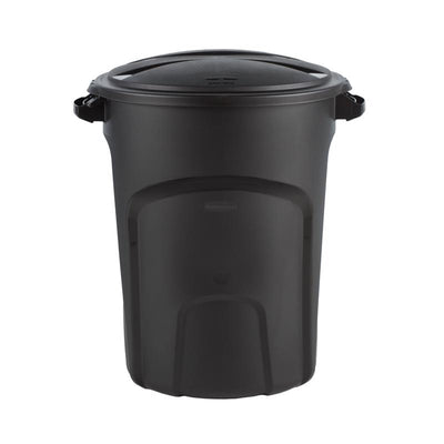 Rubbermaid Roughneck 32 gal Black Plastic Trash Can Lid Included