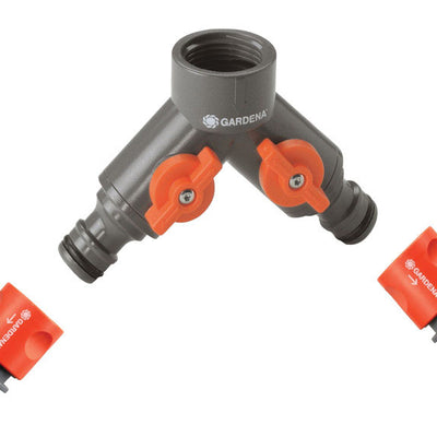Gardena 5/8 & 1/2 in. Nylon/ABS Threaded Female/Quick Connect 2-Way Shut-off Valve