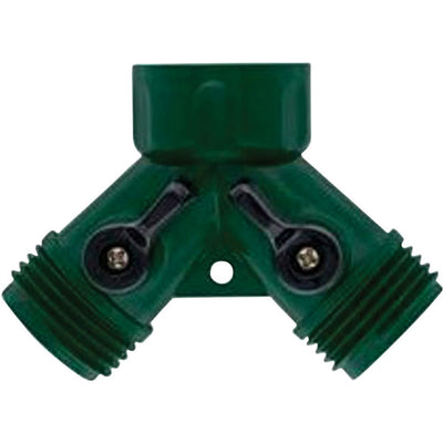 Orbit 3/4 in. Plastic Threaded Female/Male Y-Hose Connector with Shut Offs